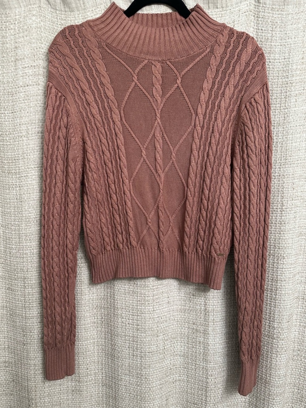 Guess Cable Knit Mock Neck Sweater Size Large Earthy Classic Preppy Academia